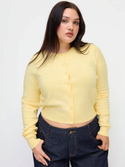 Knit Round Neckline Button Cardigan Curve & Plus