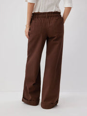 Washed Denim Low Rise Drawstring Wide Leg Jeans