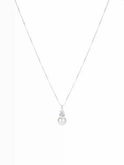 RHINESTONE FAUX PEARL NECKLACE & STUD EARRINGS SET