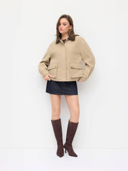 Wool-look Two Tone Oversized Jacket