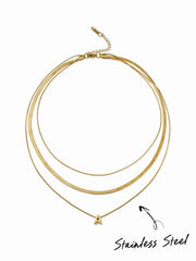 18K GOLD PLATED STAINLESS STEEL LETTER LAYERED NECKLACE
