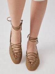 LACE-UP SLINGBACK FLATS