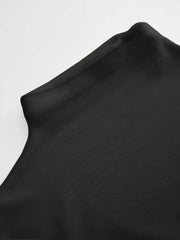 Thermal Cotton-blend Stand Collar Long Sleeve Drawstring Ruched Asymmetrical Hem Top
