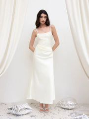 Sequins Square Neck Ruched Maxi Dress
