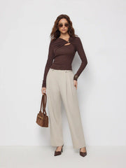 Mid Rise Tapered Trousers With Functional Pockets