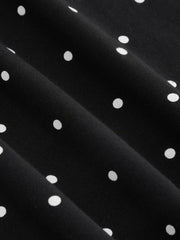 Cotton-blend Polka Dot Square Neck Contrasting Binding Bodycon Mini Dress