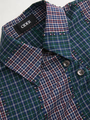 Cotton-blend Asymmetrical Button Two Tone Patched Shirt