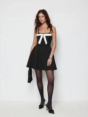 Square Neck Bowknot A-line Mini Dress