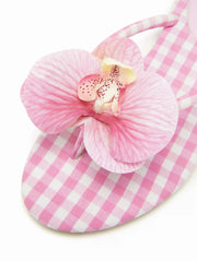 FLOWER & GINGHAM FLIP-FLOP SLIPPERS