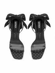 BOWKNOT & POLKA DOT HEELED SANDALS