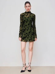 High Neck Floral Mini Dress & V-neck Solid Cami Mini Dress