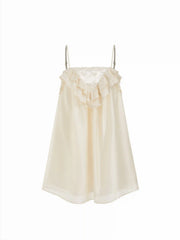 Lace Embroidery Ruffled Cami Mini Nightdress