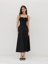 Square Neck Bowknot Corset Ruffle Split Cami Maxi Dress