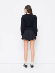 Knit Round Neckline Button Cinched Waist Oversized Cardigan