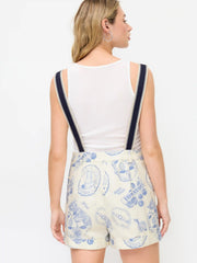 Cotton Color-Blocking Fruit Graphic Mid Rise Romper