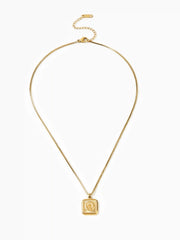 Letter Square Pendant Necklace