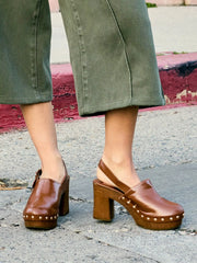 BUCKLE STUDDED MULE HEELS