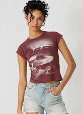 Jersey Round Neckline Graphic Short Sleeve Tee