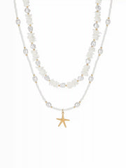 STARFISH & FAUX PEARL BEADED NECKLACE