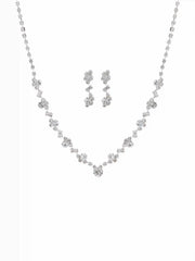 2PCS RHINESTONE DECOR NECKLACE & EARRINGS SET