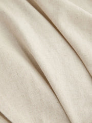 Linen-blend V-neck Solid Ruffle Ruched Midi Dress