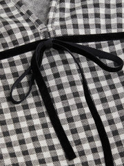 V-neck Gingham Bowknot Mini Dress