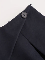 Wrinkle-free Fabric Mid Rise Wrap Wide Leg Trousers Curve & Plus