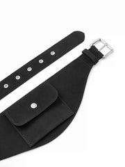 FAUX SUEDE POCKET BUCKLE BELT