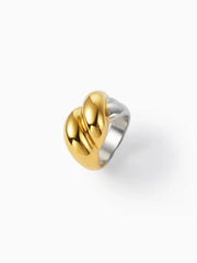 MIXED METAL 18K GOLD PLATED STAINLESS STEEL TWISTED RING
