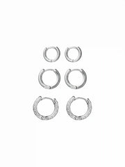 3 PAIRS TEXTURED HOOP EARRINGS SET