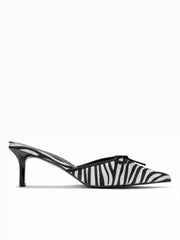 POINTED TOE BOWKNOT ZEBRA STRIPE HEELS