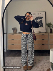 Round Neckline Graphic Bear Long Sleeve Sweater