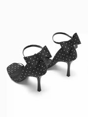 BOWKNOT & POLKA DOT HEELED SANDALS