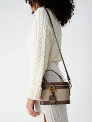 Solid Faux Leather Top Handle Bag