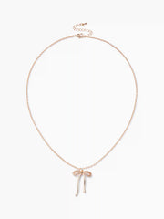 RHINESTONE DECOR BOWKNOT PENDANT NECKLACE