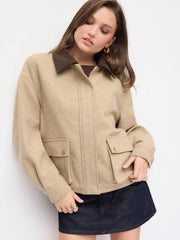 Wool-look Two Tone Oversized Jacket