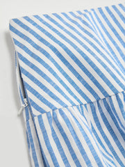 Cotton-blend Mid Rise Striped Flared Maxi Skirt Curve & Plus