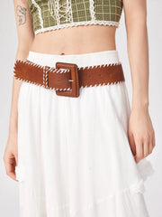 EMBROIDERED SQUARE BUCKLE BELT