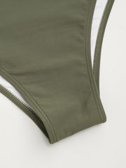 V-neck Solid Bracelet Cheeky Shaping Bikini Swimsuit Curve & Plus