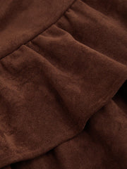 Suede Low Rise Ruched Layered Mini Skirt