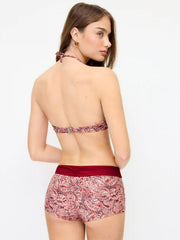 Halter Neckline Paisley Bead Detail Cut Out Bandeau Bikini Set
