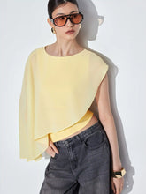 Boat Neck Asymmetrical Draped Tank Top