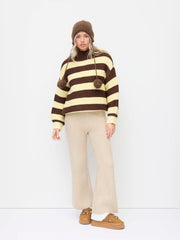 Knit Round Neck Striped Chunky Oversized Sweater