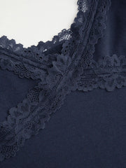 Cotton-blend V-neck Lace Trim Cami Top Curve & Plus