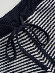 Knit Striped Knotted Mid Rise Shorts