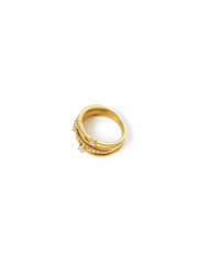 18K GOLD PLATED STAINLESS STEEL ZIRCON DECOR RING
