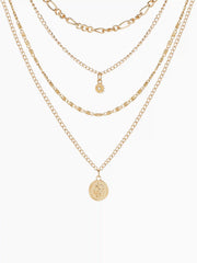 SUN & ZIRCON PENDANT LAYERED NECKLACE