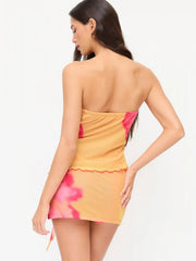 Tropical Floral Side Tie Tank Top & Bodycon Skirt
