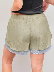 Mid Rise Striped Patched Shorts
