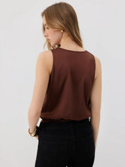 Satin V-neck Ruched Bodysuit